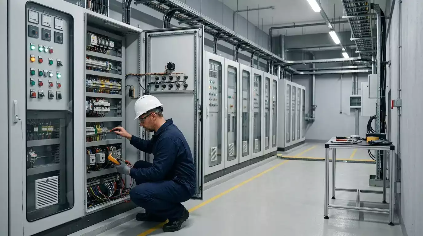 Quadro elétrico com disjuntores