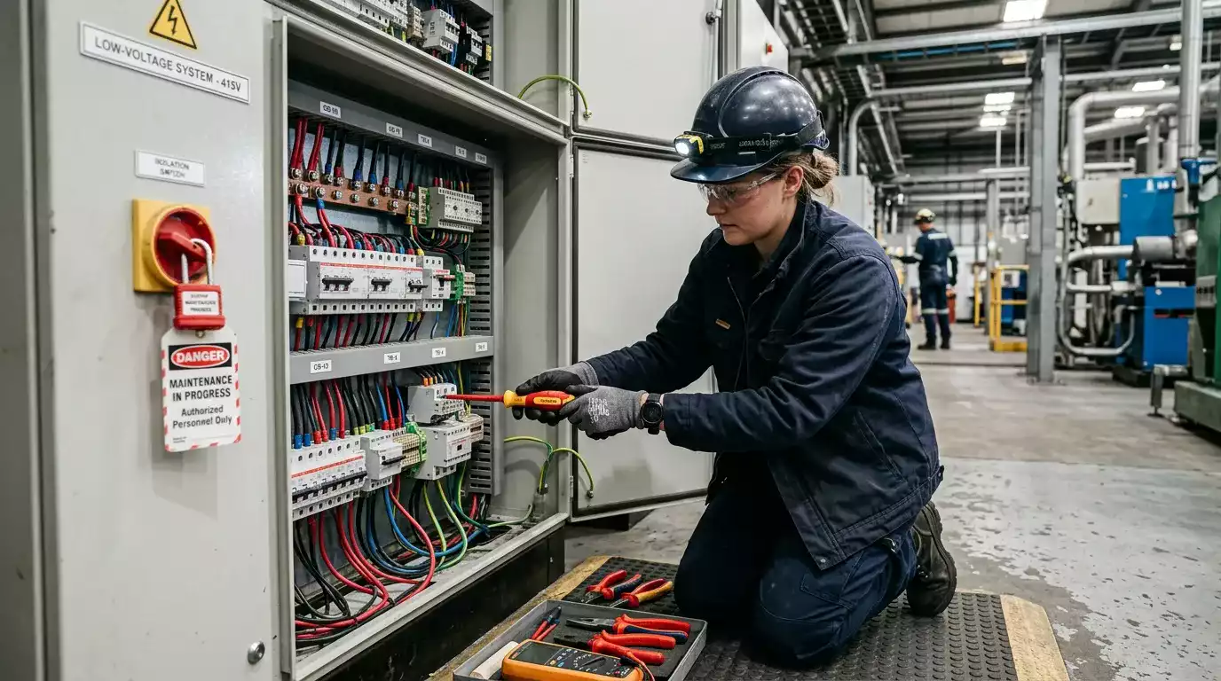 Quadro elétrico com disjuntores