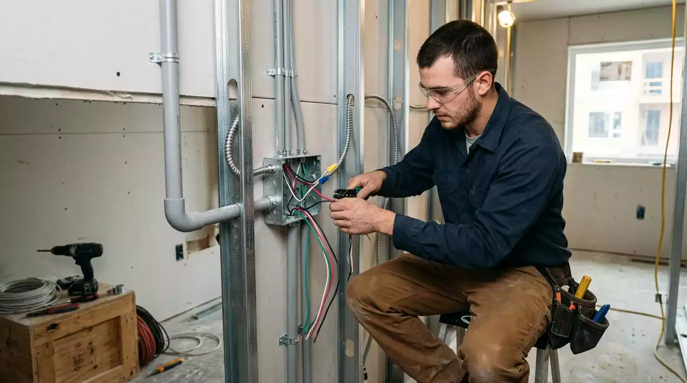 Quadro elétrico com dispositivos de proteção instalados com acabamento profissional
