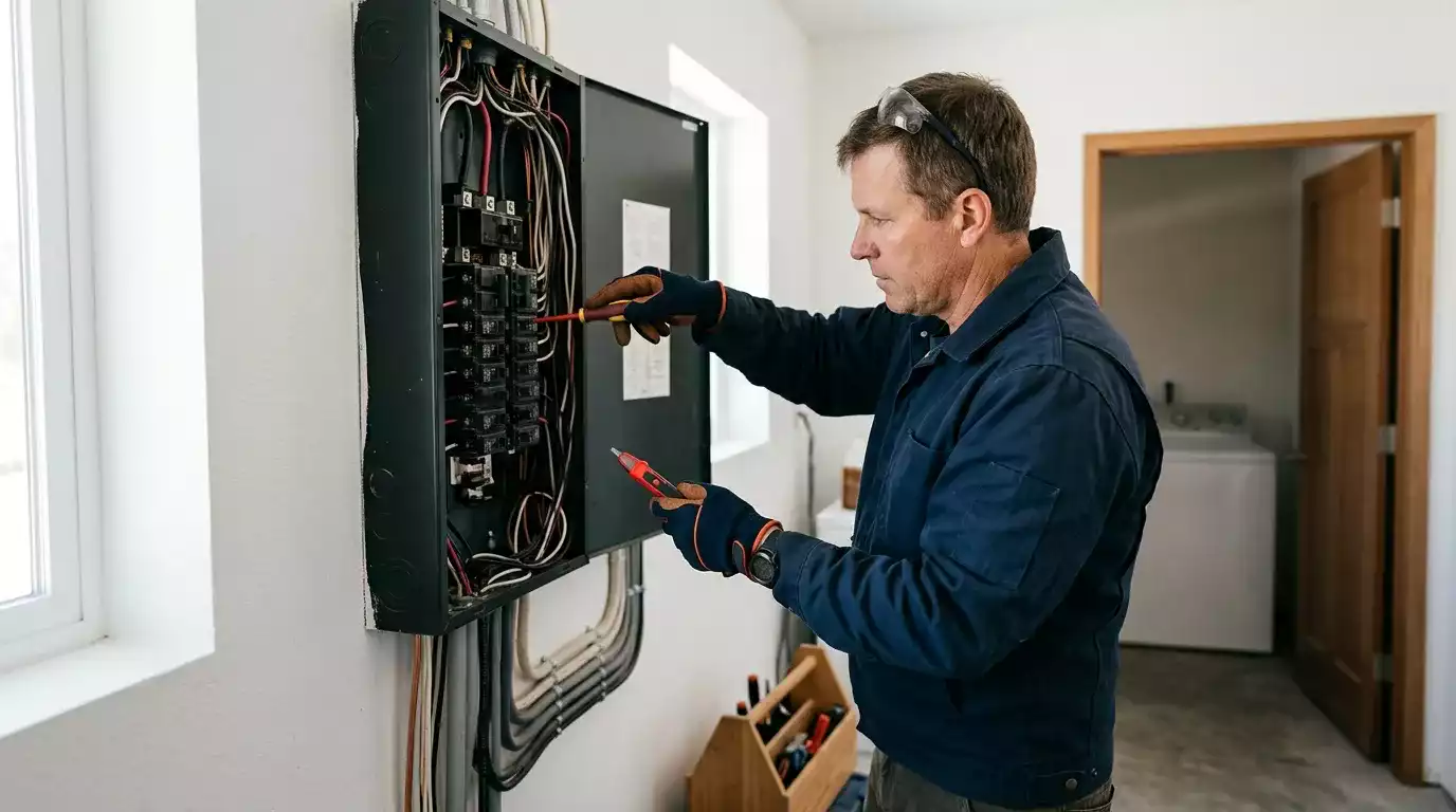 Quadro elétrico em apartamento durante reforma