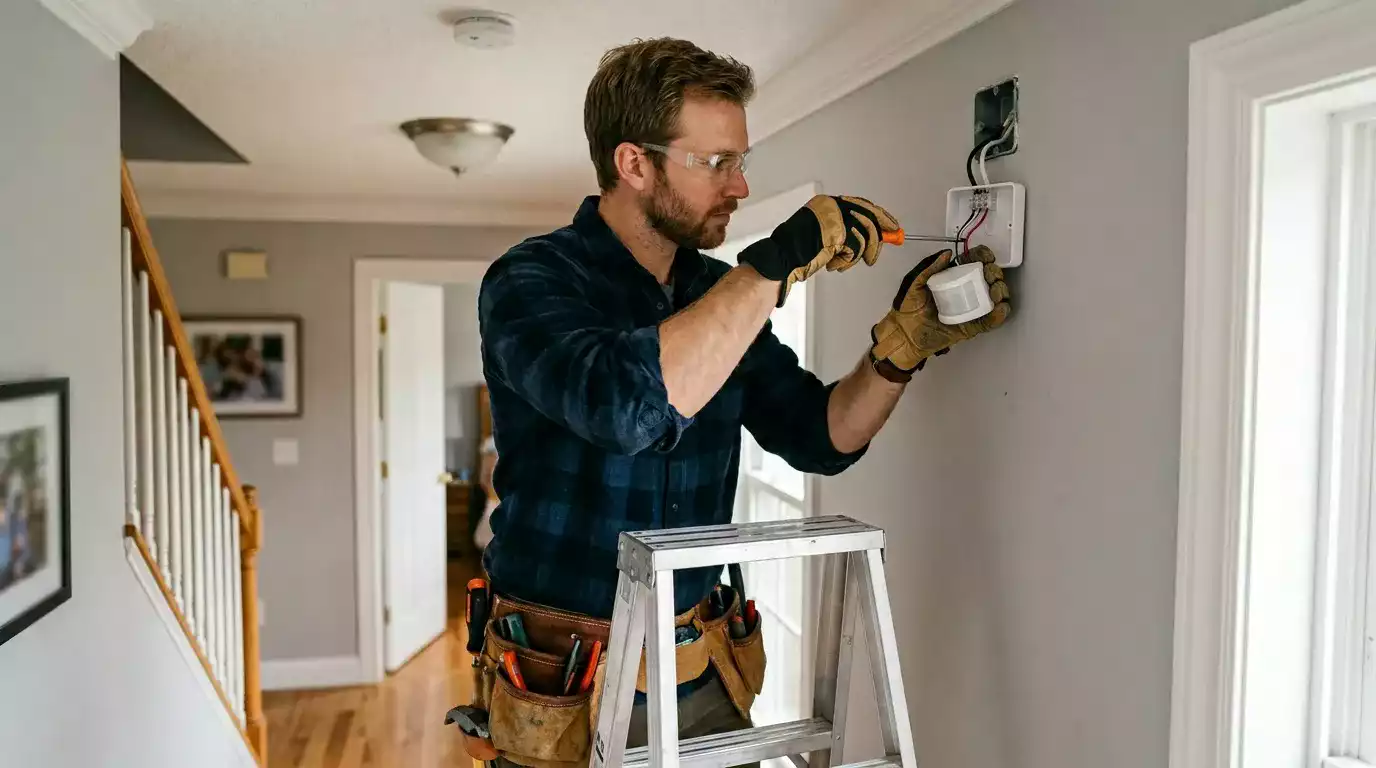 Fiação elétrica em quadro de distribuição residencial