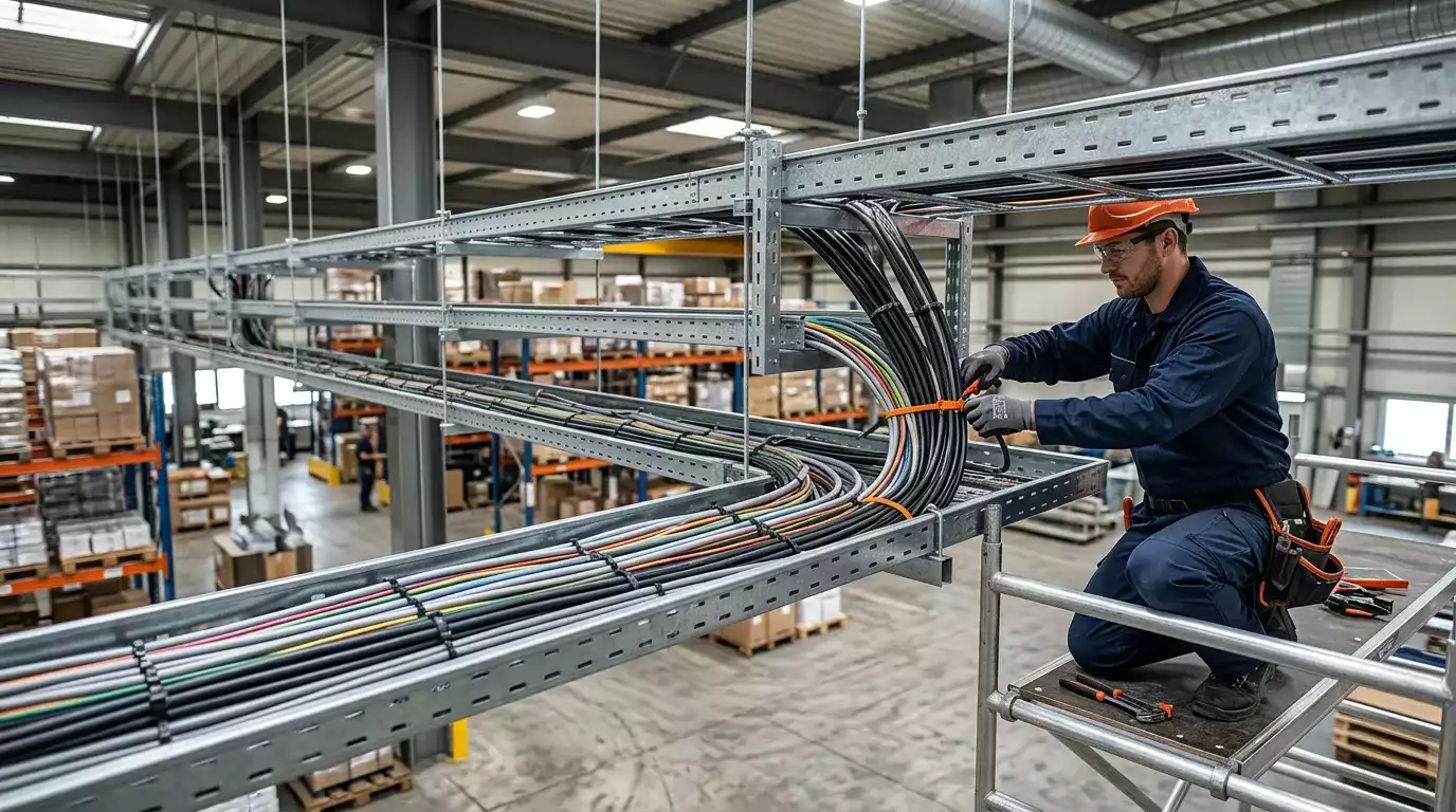 Profissional realizando manutenção preventiva em sistema de aterramento industrial