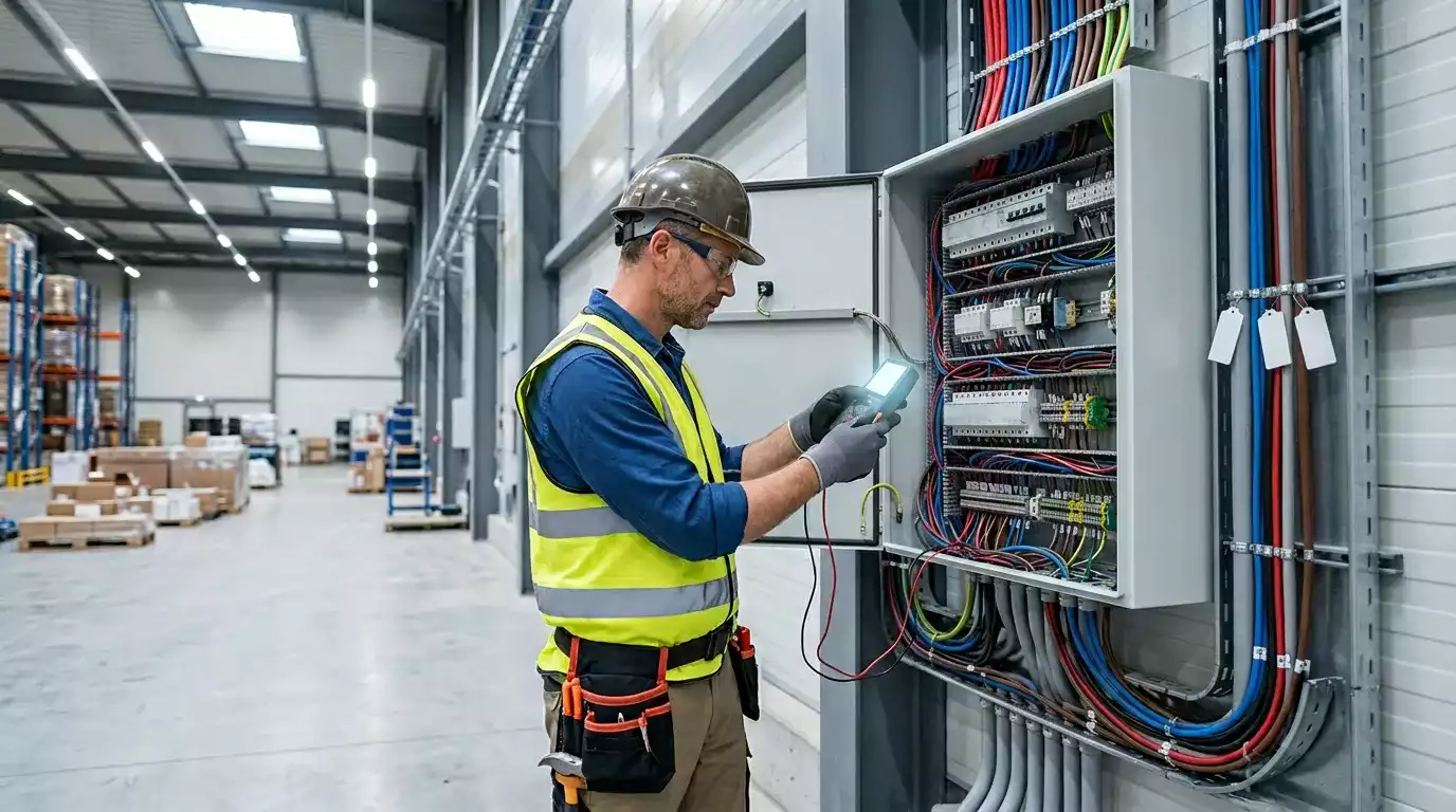 Eletricista verificando aterramento residencial em Campo Grande