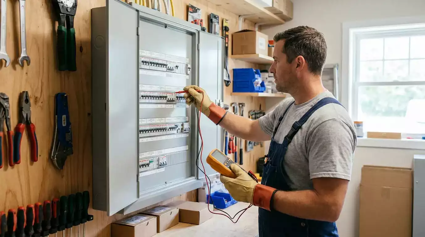 Profissional realizando inspeção técnica para laudo elétrico
