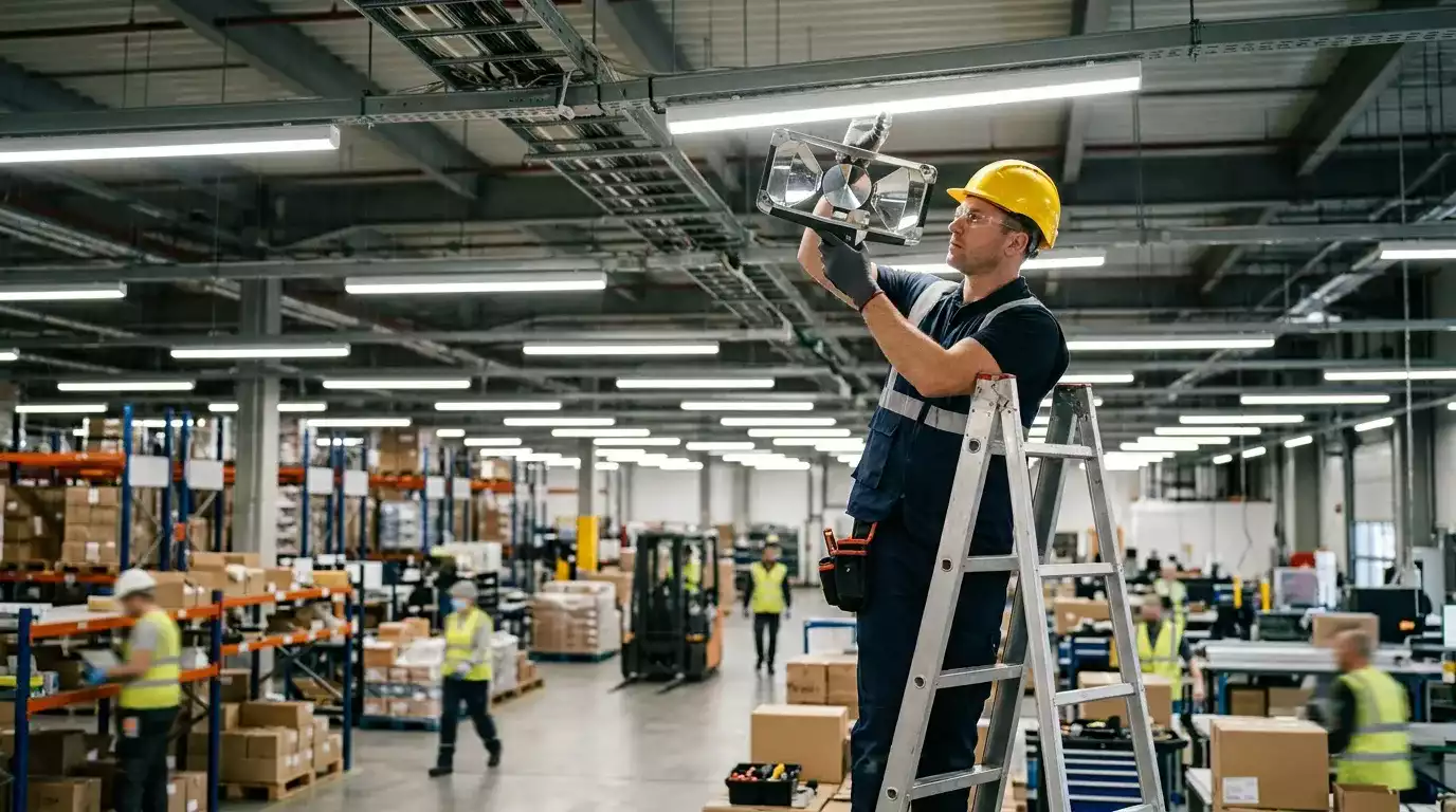 Eletricista realizando atendimento emergencial em quadro elétrico